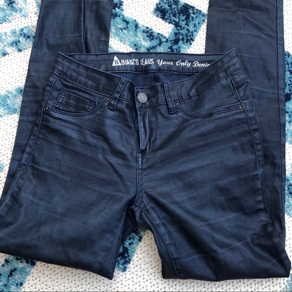 Waxed blue skinny jeans size 24 by Bianca Jeans